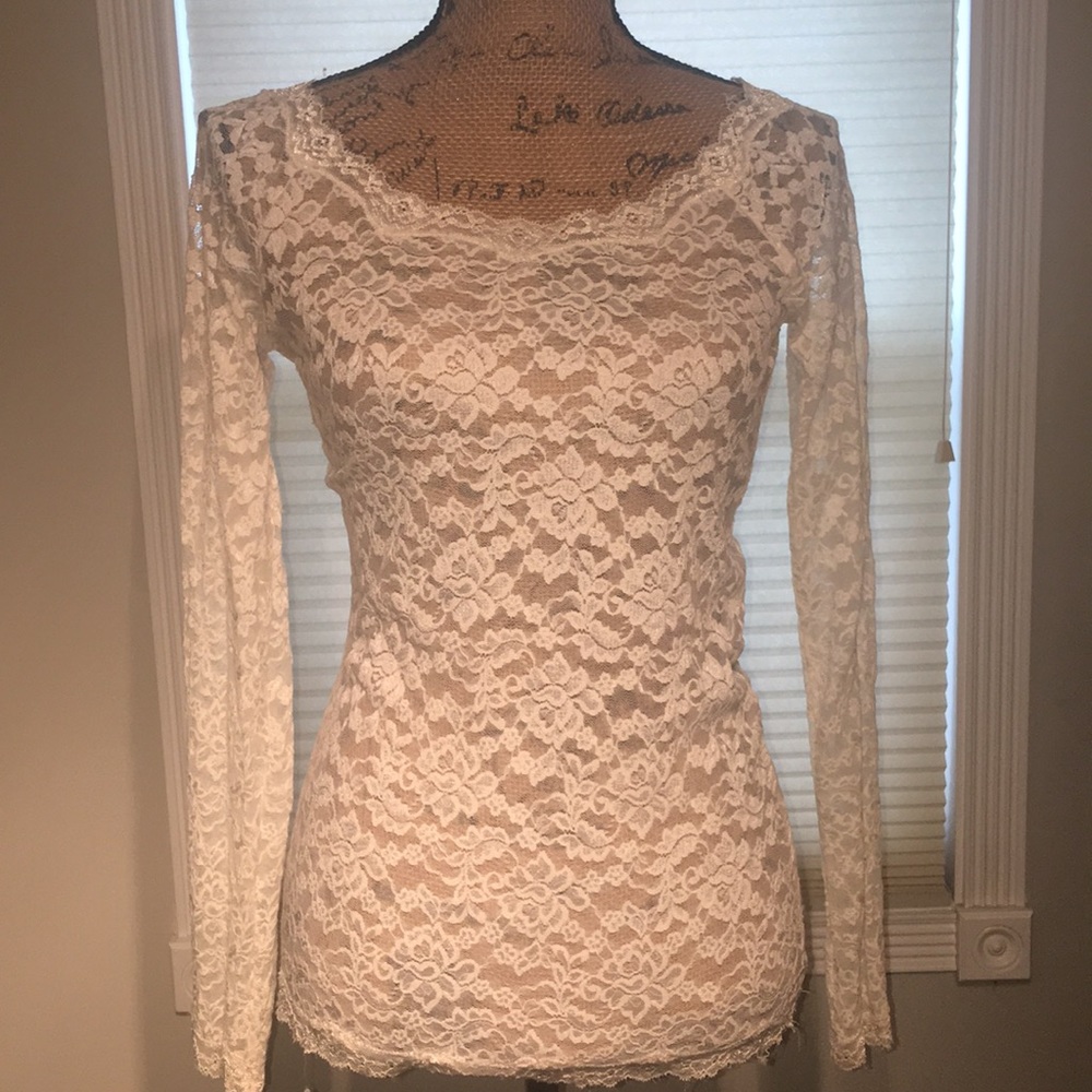 Sheer long sleeve Lace top